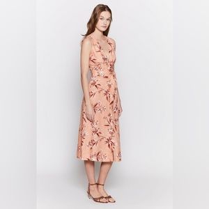 NWT Joie Ethelda Warm Blush Pink Floral Belted Linen Midi Dress, S